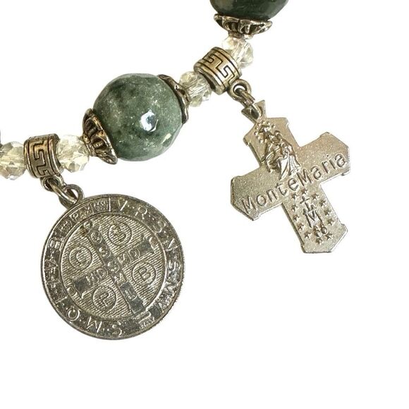 Ocean Jasper cross charm bracelet - Picture 6 of 7